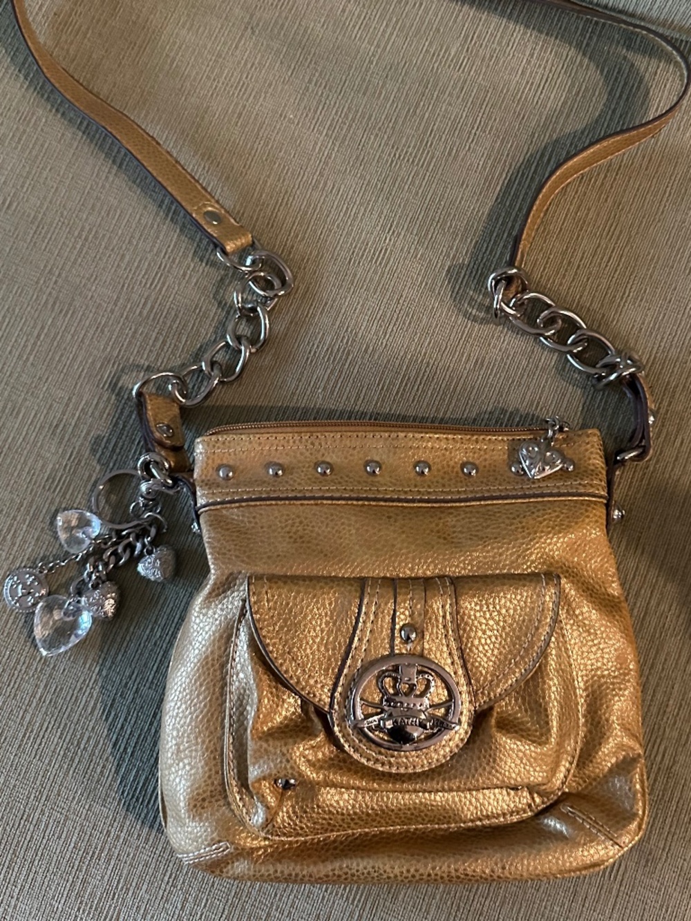 Gold purse with charms